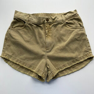 Young Fabulous & Broke Olive Frayed Hem High-Rise Denim Shorts
